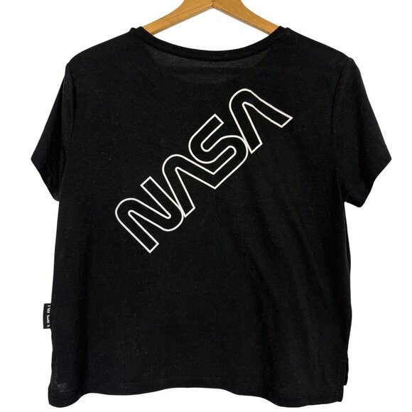 NASA Cosmic 1975 Space Shuttle Graphic Tee Black Sz Large Jrs Retro Pride Style - Picture 7 of 11